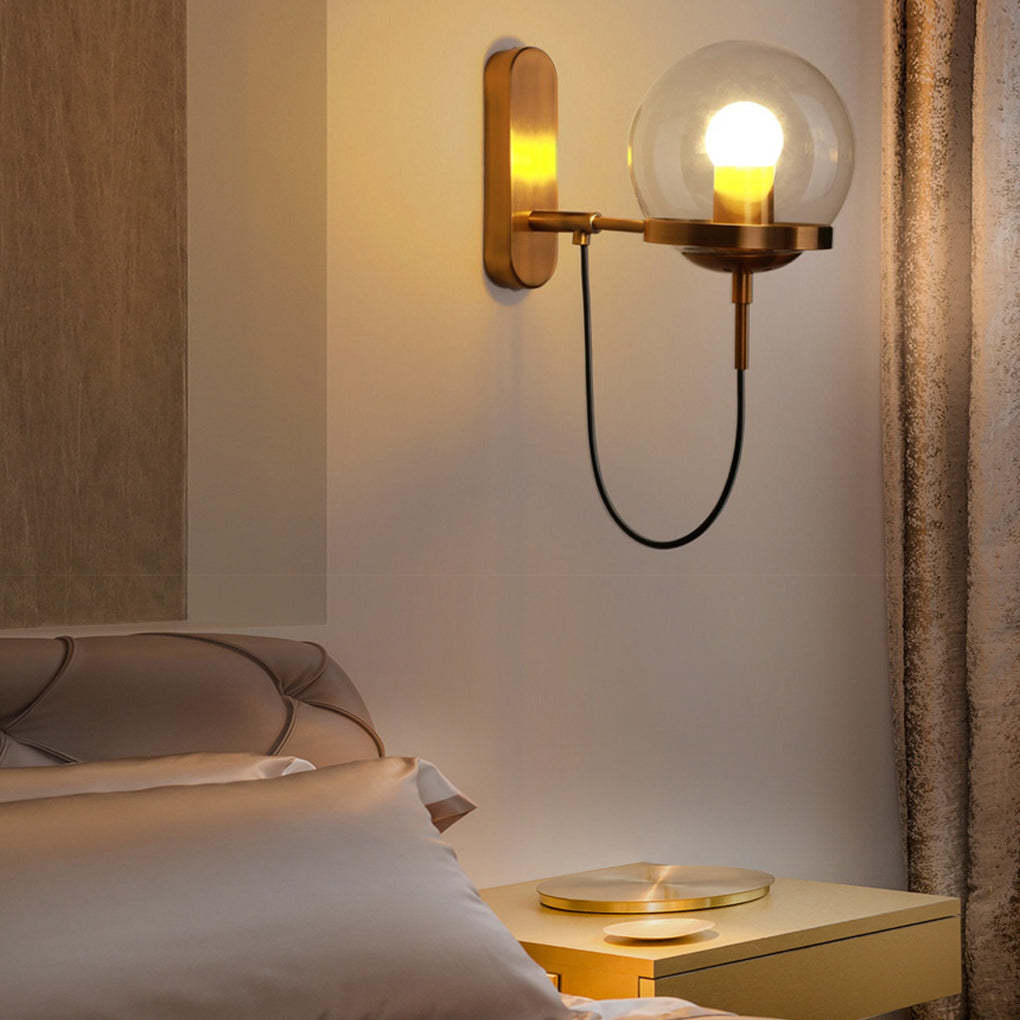Antique Circular Metal Glass Ball LED Industrial Sconce
