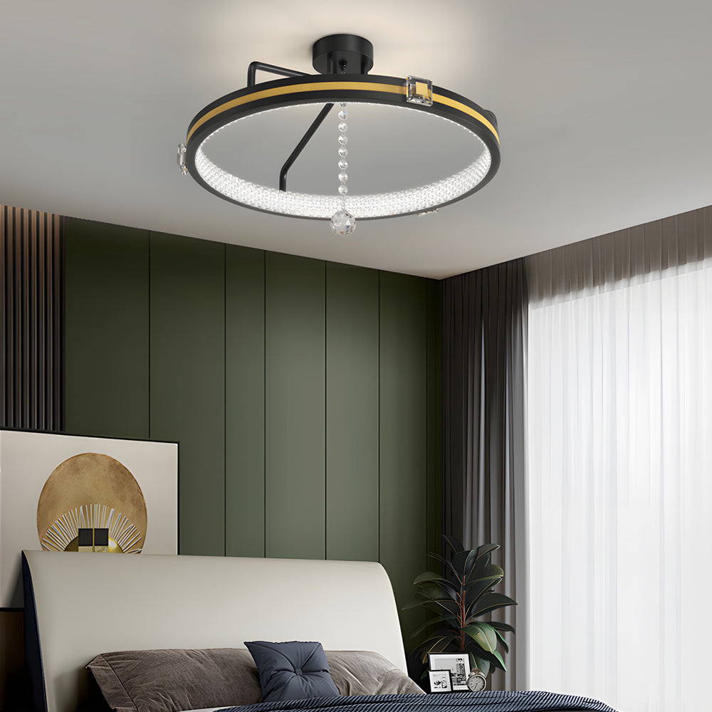 Ring Crystal Glass Ball Modern Ceiling Light