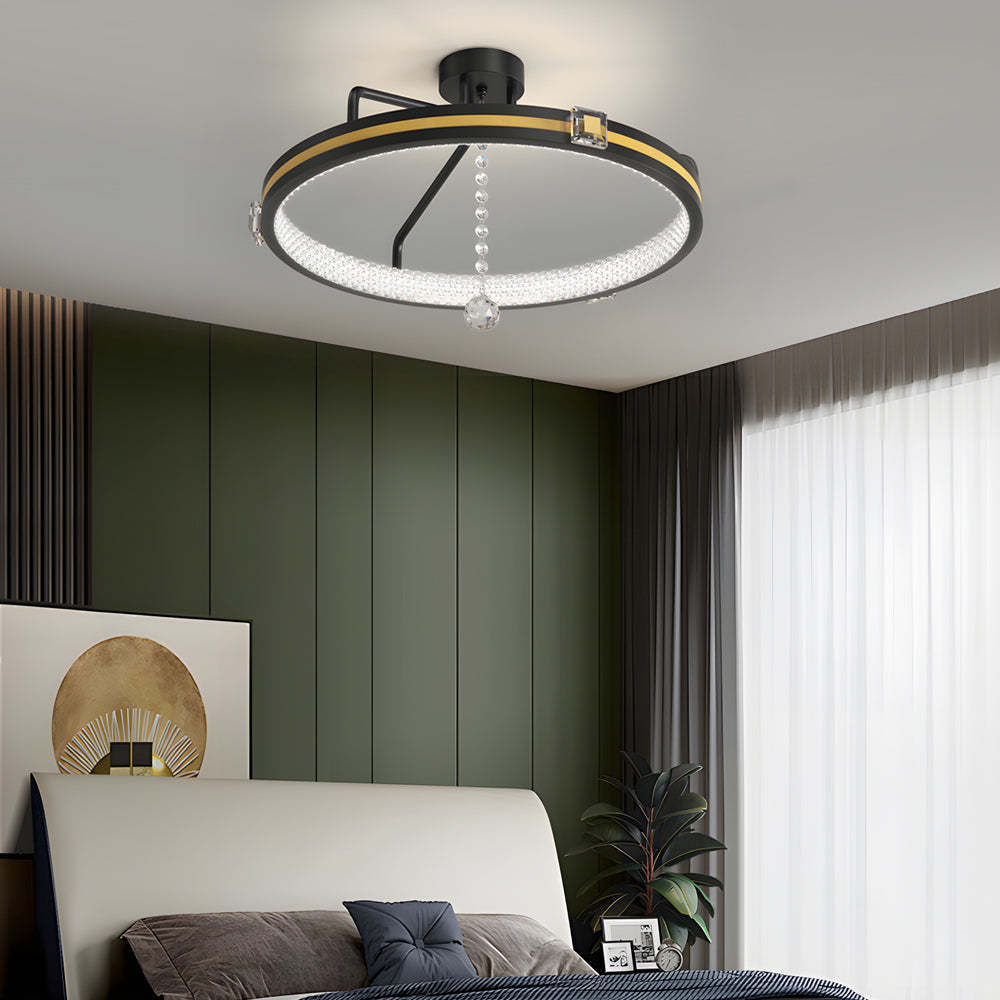 Ring Crystal Glass Ball Modern Ceiling Light
