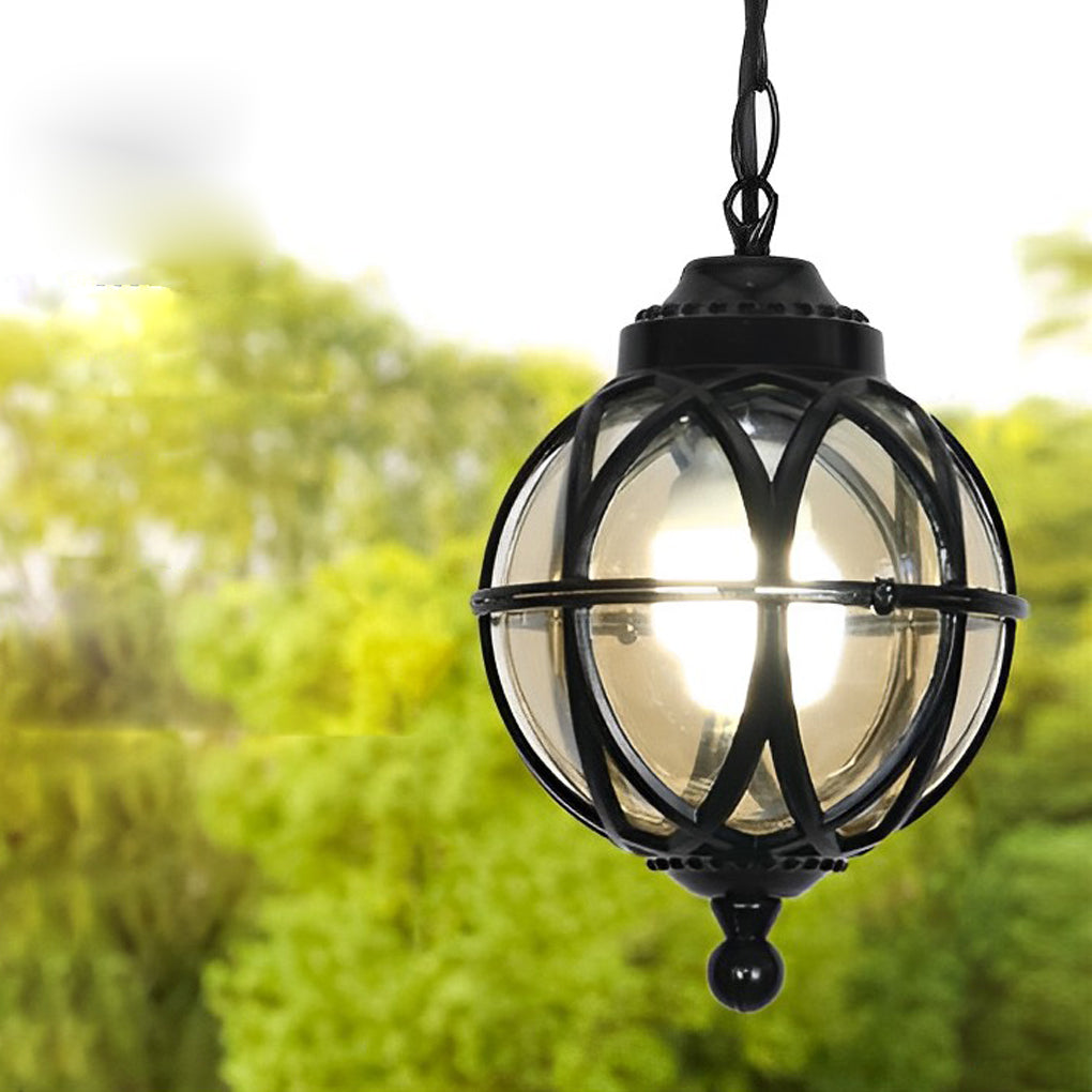 European-style Retro Pendant Aluminum Glass Hanging Ball Outdoor Ceiling Light-Lighom
