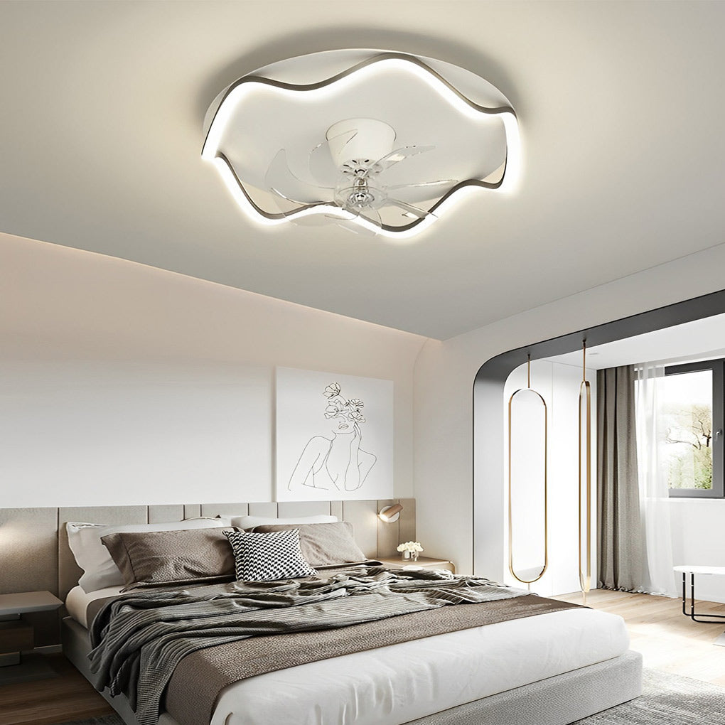 Black metal bladeless ring ceiling fans - modern — Black & White