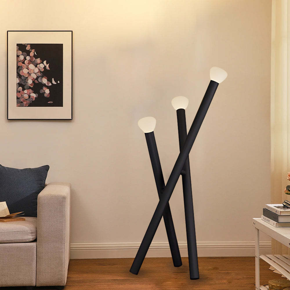 3-light Minimalist Modern Stick Floor Lamp-Lighom