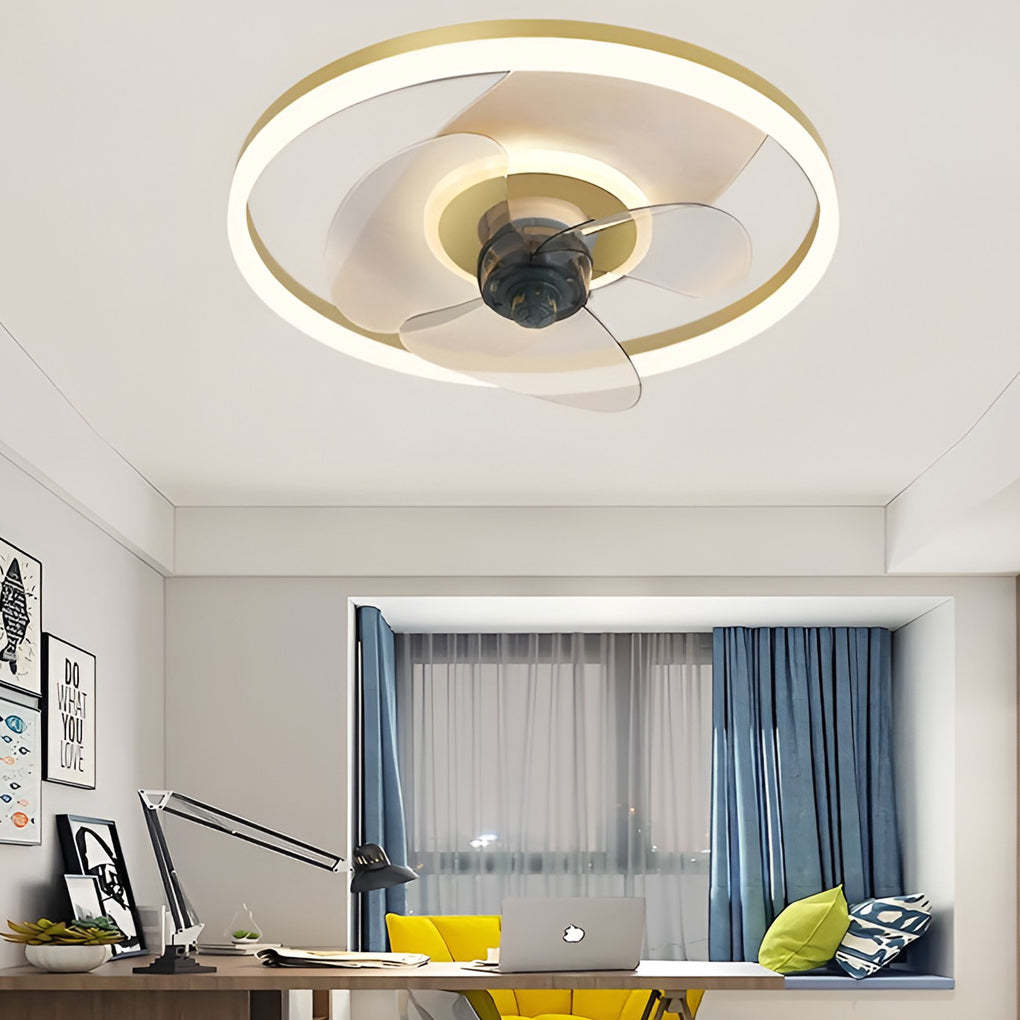 Circular Stepless Dimming Modern Inverter Ceiling Fan Light with Remote Control-Lighom