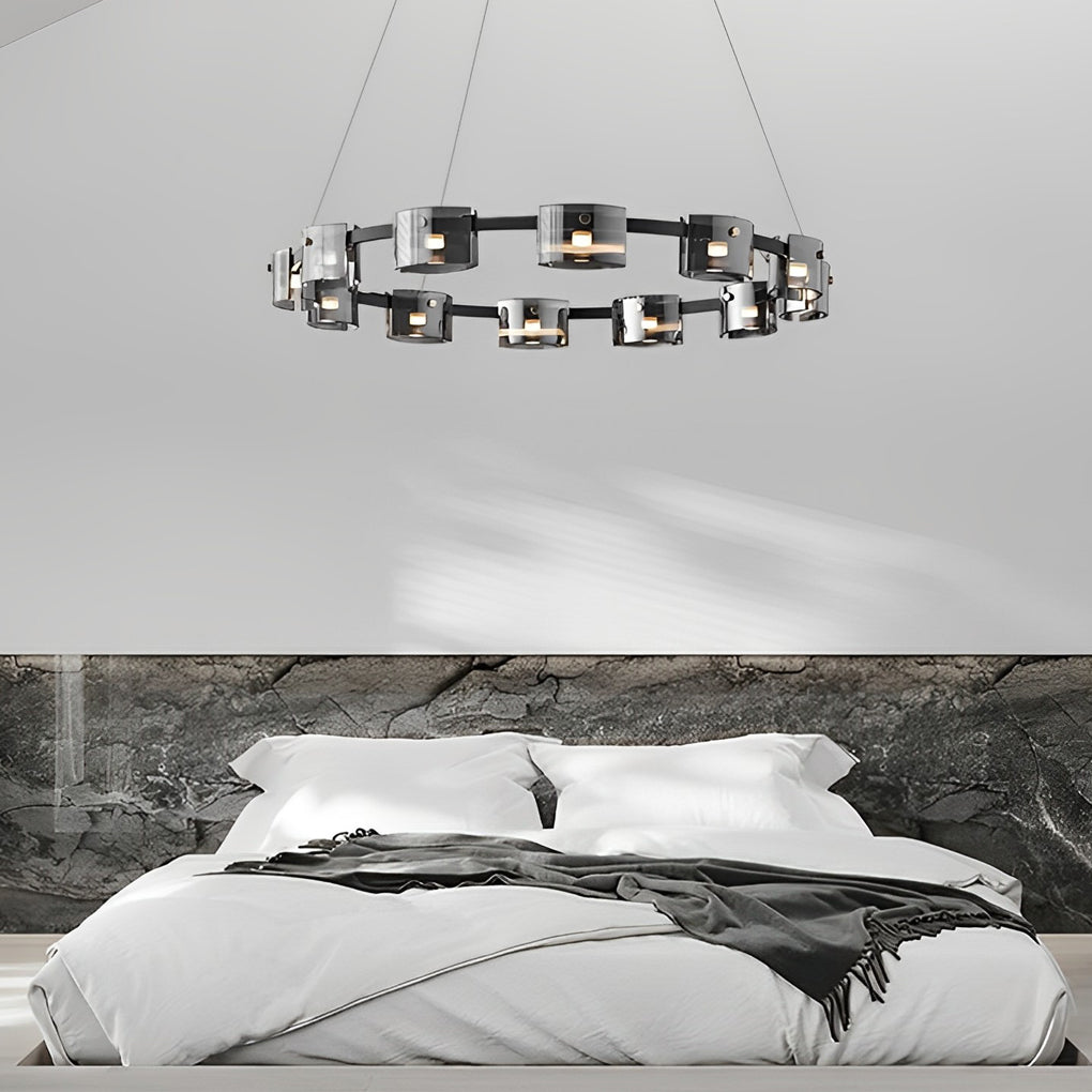 Circle Glass Dimmable Memory LED Nordic Chandelier