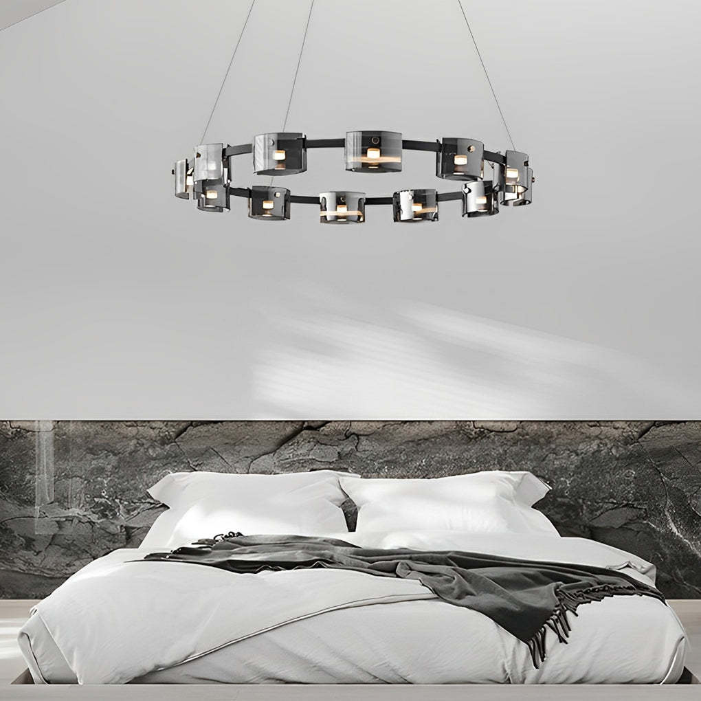 Circle Glass Dimmable Memory LED Nordic Chandelier