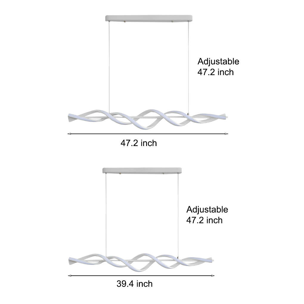 Long Wave Spiral Dimmable LED White Modern Dining Chandelier