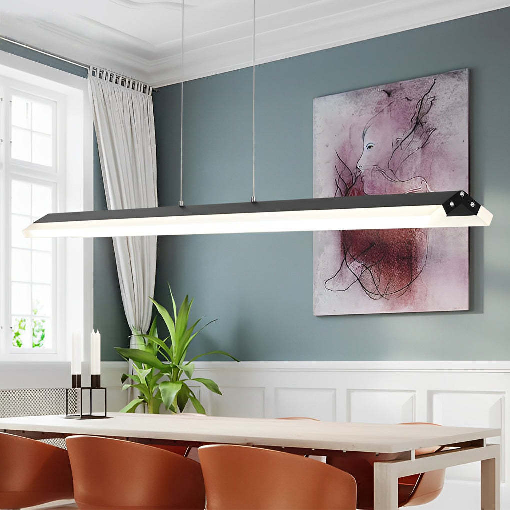 Minimalist Strip LED Neutral Metal Modern Chandelier