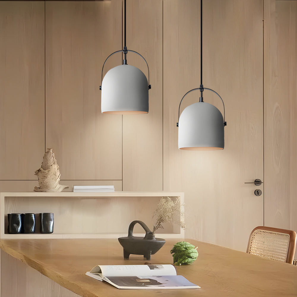 Lighom modern cylinder cement pendant lighting — Cool White (6000K) / Matte Black
