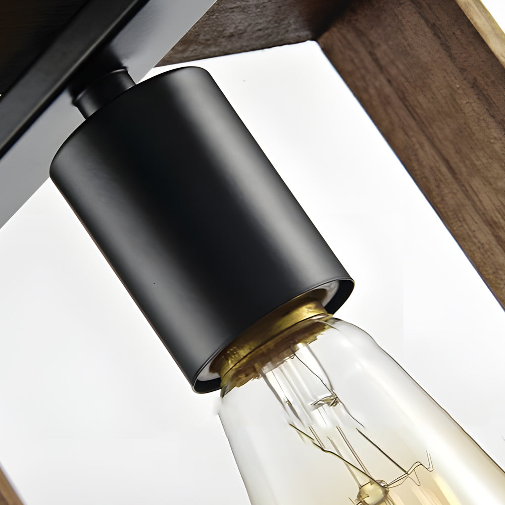 Wood Frame Retro American Long Dining Chandelier