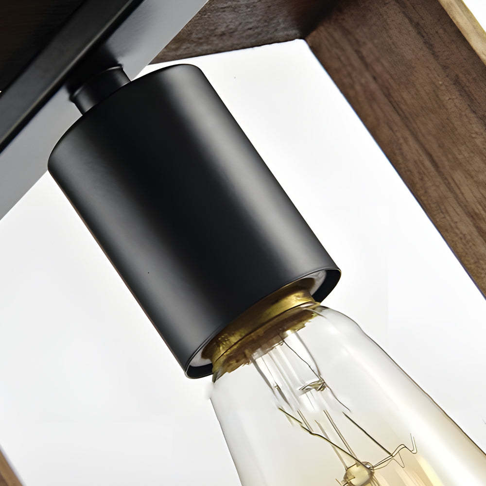 Wood Frame Retro American Long Dining Chandelier