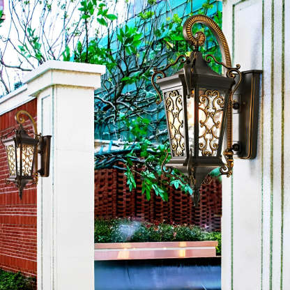 Retro Pattern Outdoor Waterproof European Style Wall Lamp Exterior Lights-Lighom