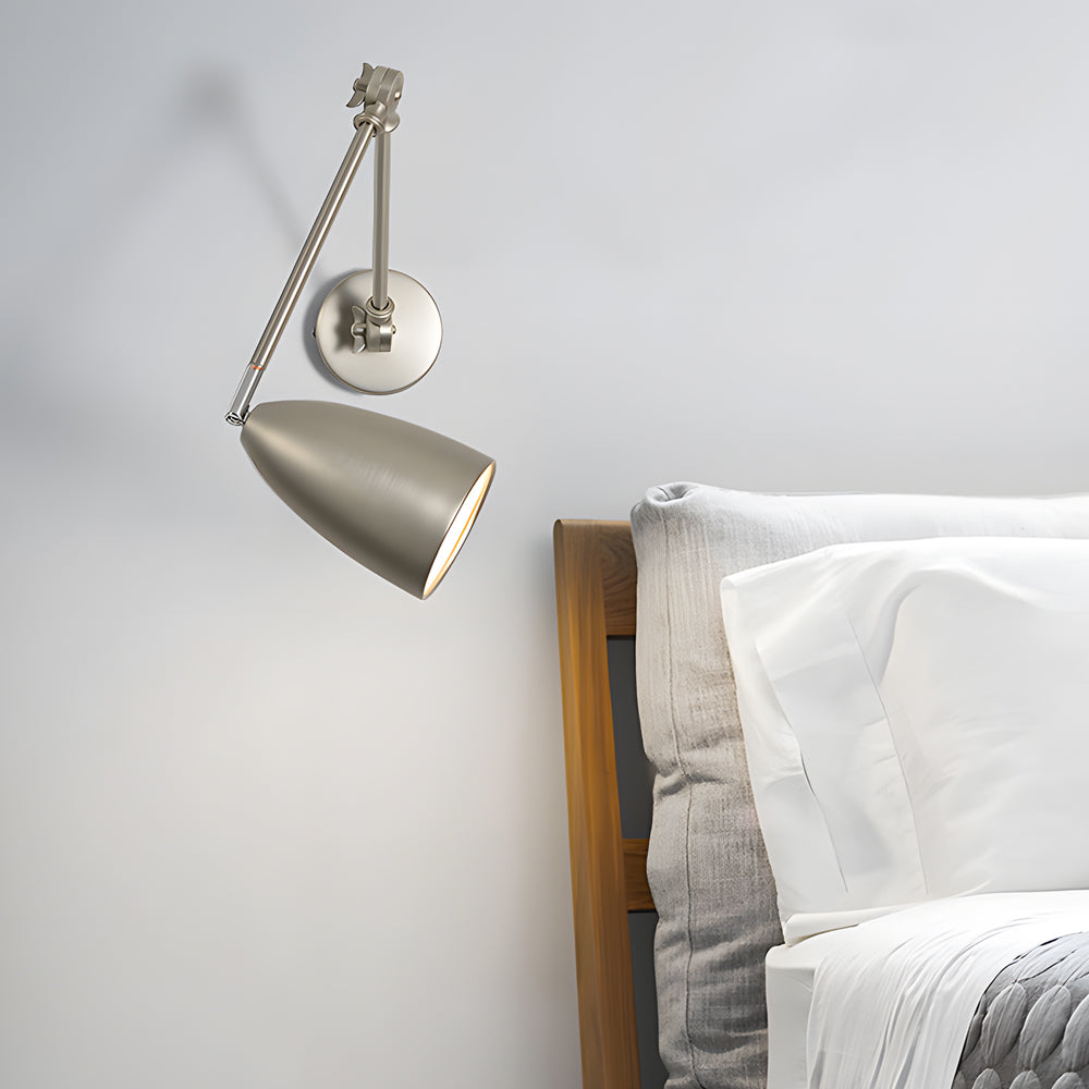 Swing Arm Wall Lamp Long 1 Bulb Rod Rocker Arm Wall Mounted Sconce with 3 Adjustable Joints-Lighom