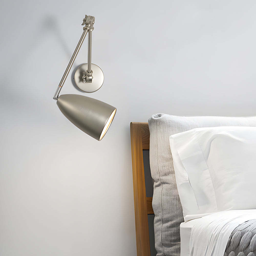 Swing Arm Wall Lamp Long 1 Bulb Rod Rocker Arm Wall Mounted Sconce with 3 Adjustable Joints-Lighom