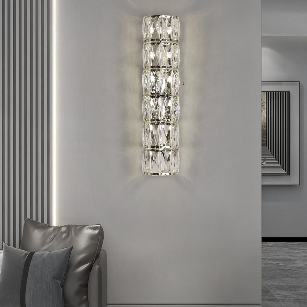 Cylindrical Crystal 3-Step Dimming LED Modern Wall Sconce