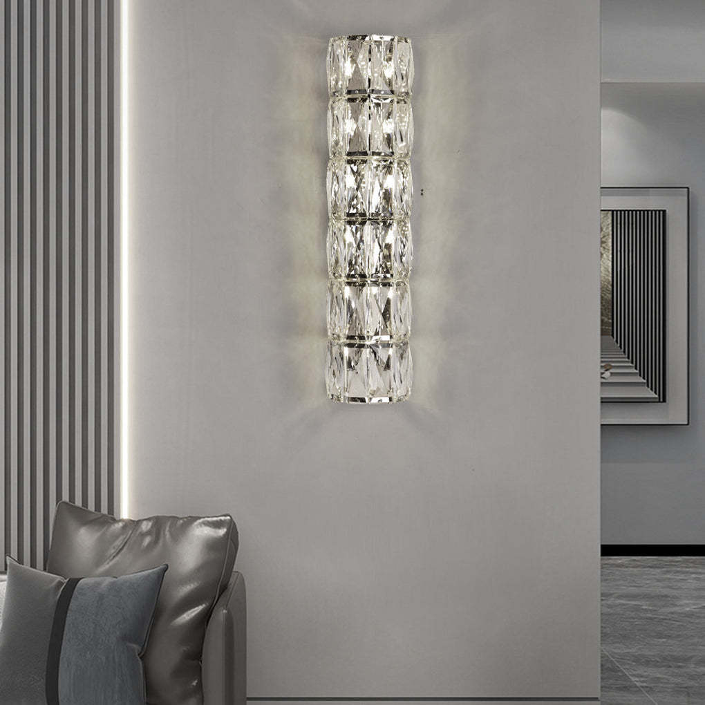 Cylindrical Crystal 3-Step Dimming LED Modern Wall Sconce