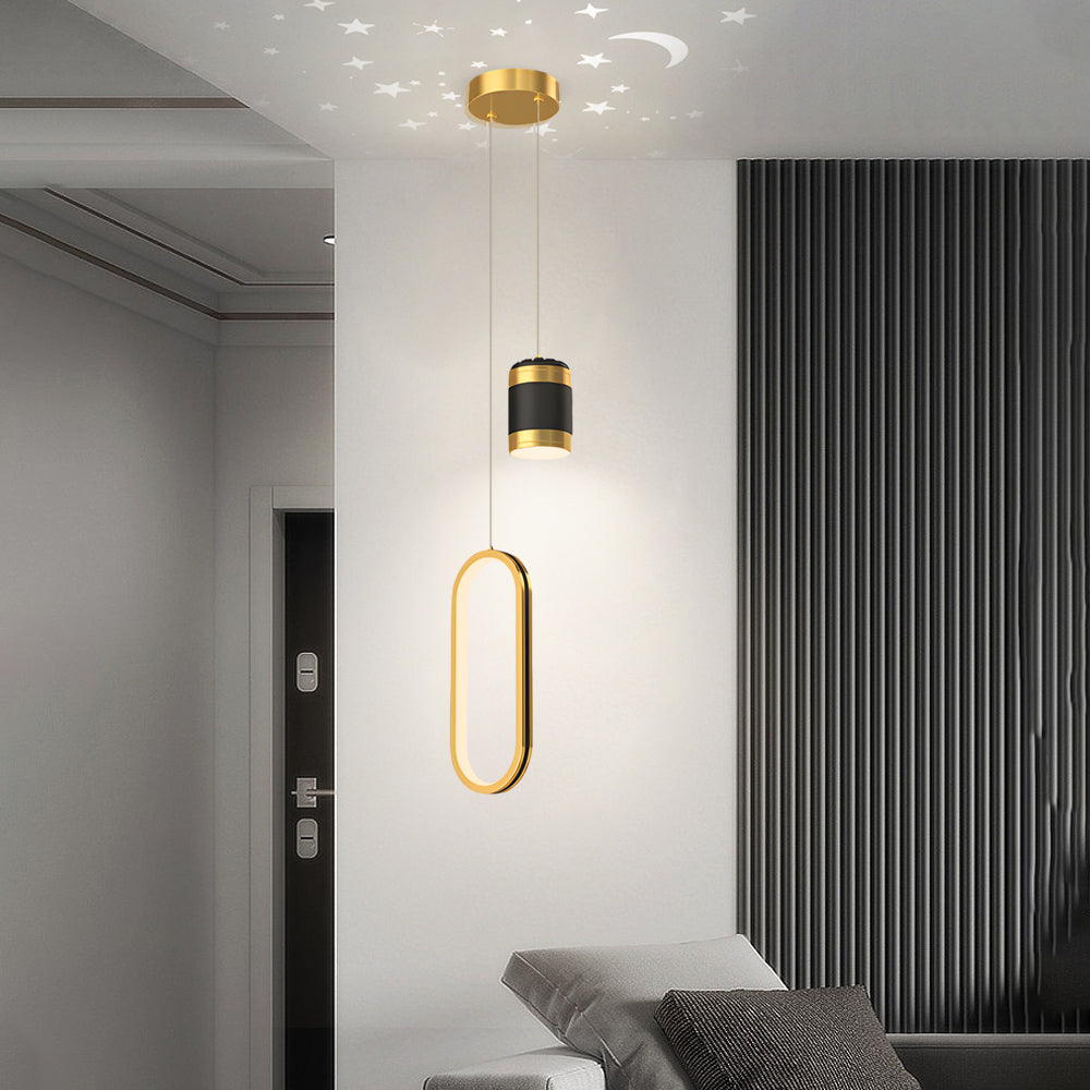 Starry Projection Ring Dimmable Modern LED Pendant