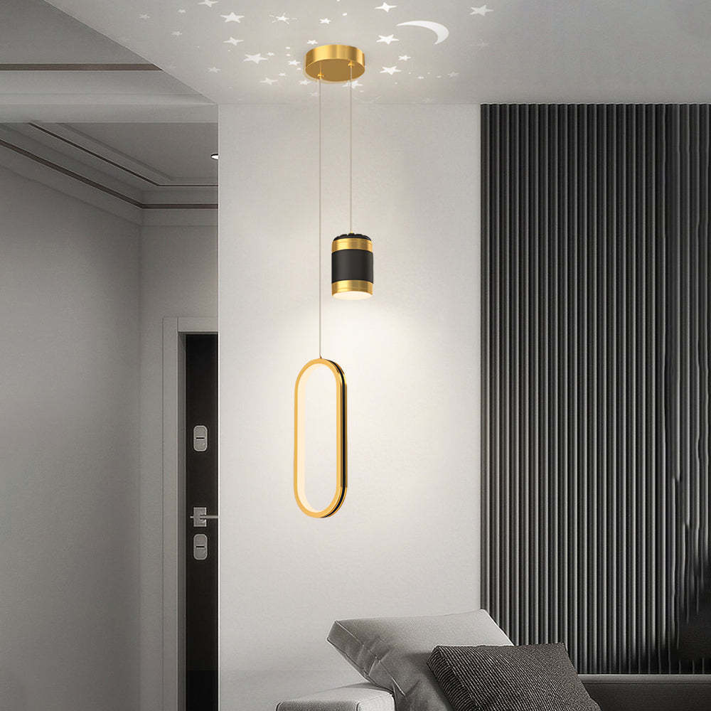 Starry Projection Ring Dimmable Modern LED Pendant