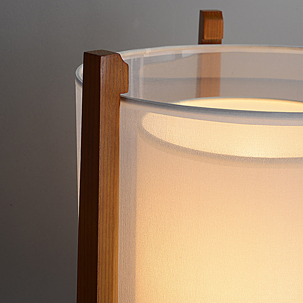 Wood fabric rust standing floor lamps - triangle