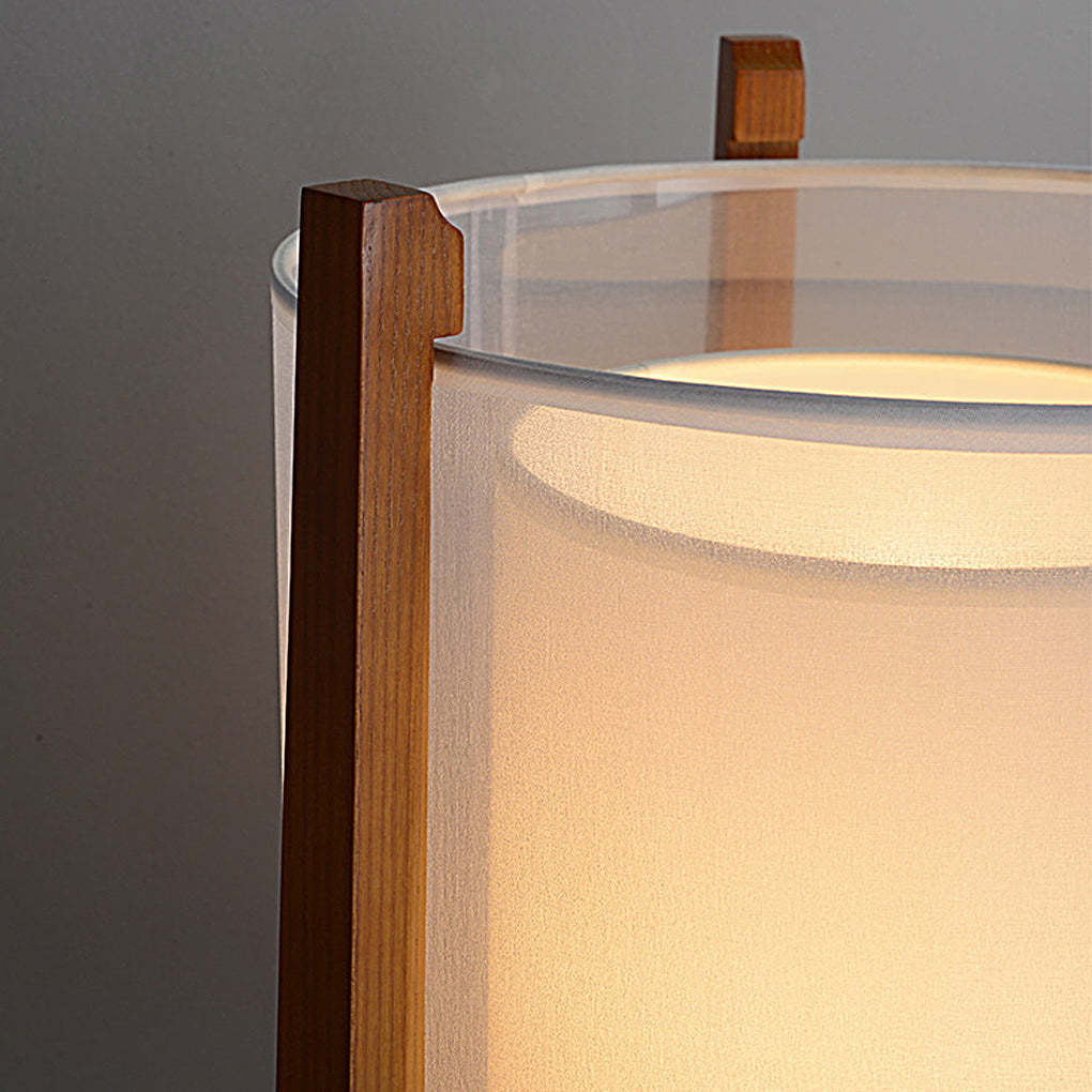 Wood fabric rust standing floor lamps - triangle