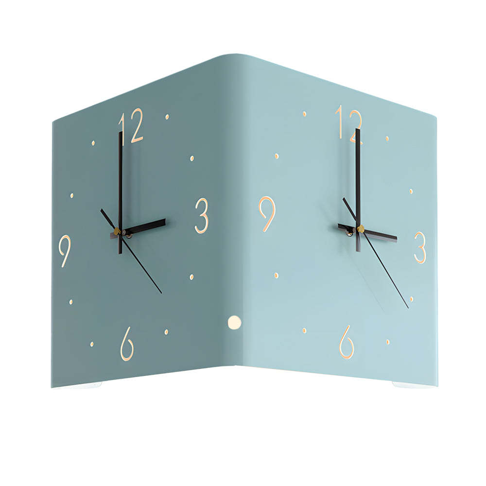 Square Metal Silent Backlit LED Corner Wall Clock Modern Wall Decor-Lighom