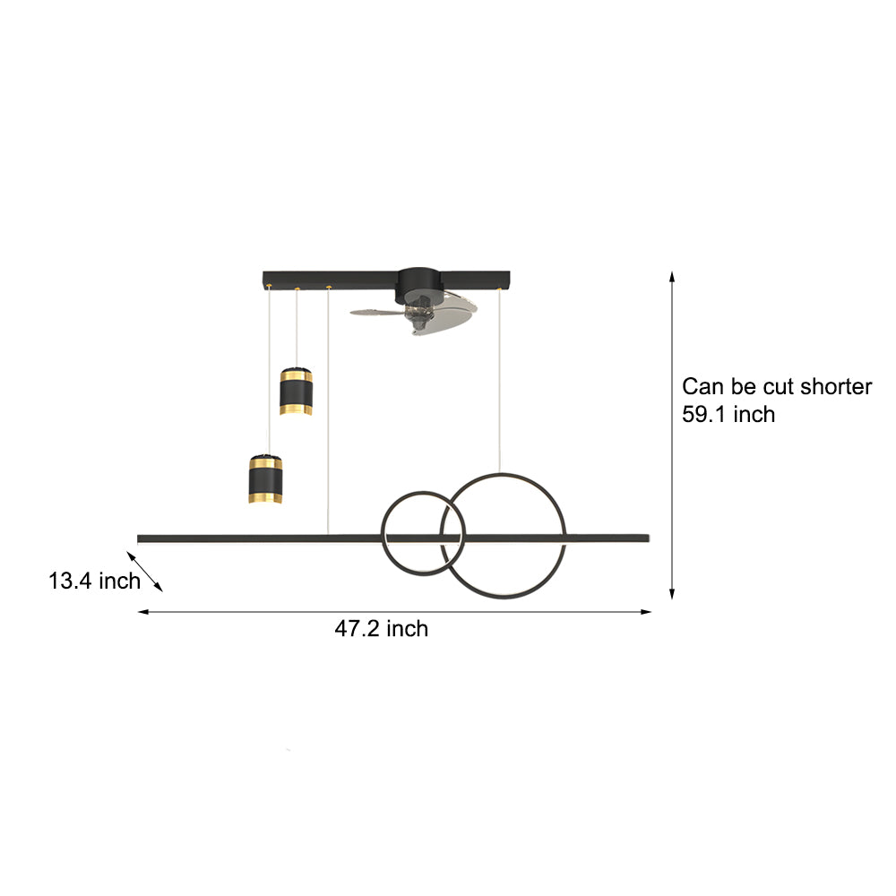 3-Step Dimming Projection Dining Fan Chandelier