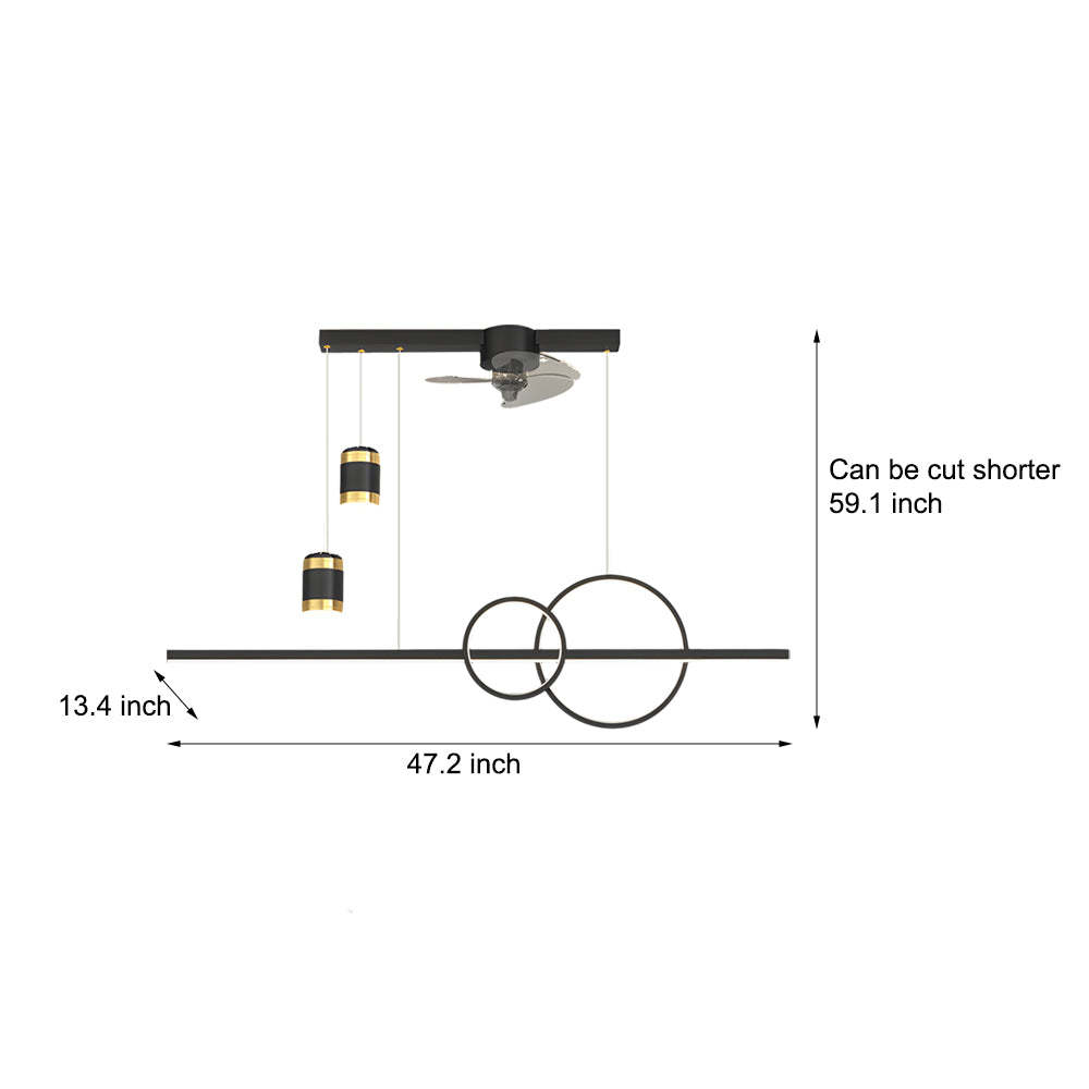3-Step Dimming Projection Dining Fan Chandelier