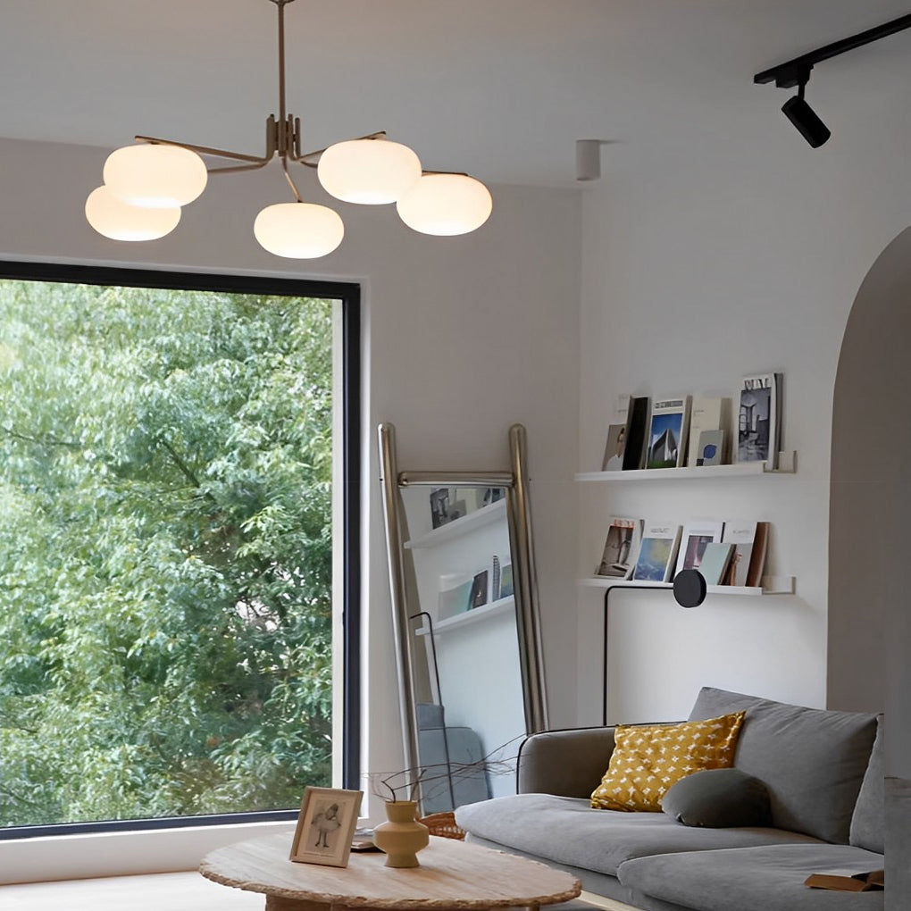 5-Light Glass 3-Step Dimming LED Nordic Pendant Chandelier