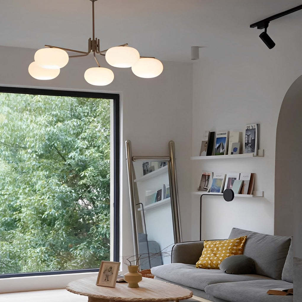 5-Light Glass 3-Step Dimming LED Nordic Pendant Chandelier