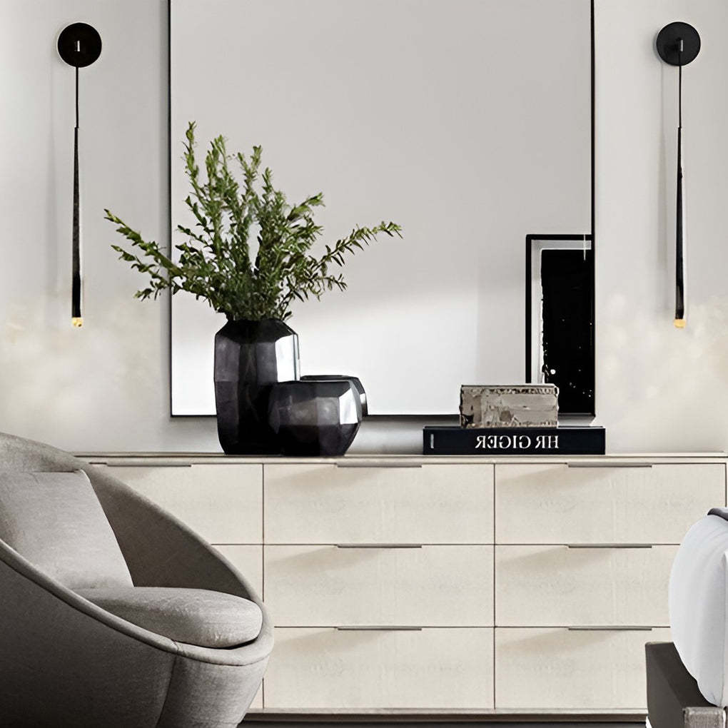 Modern strip spotlight black crystal led wall lights — 20" H / Brushed Gold