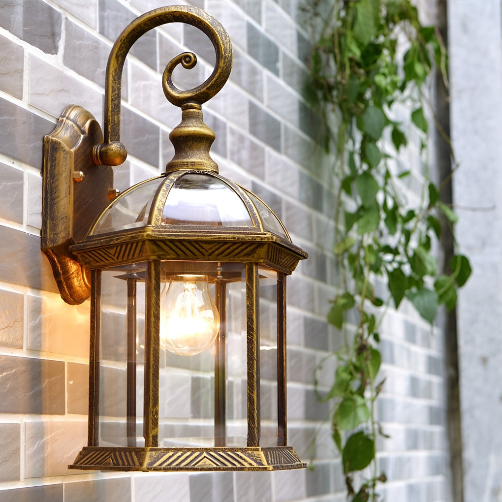 Black industrial double-layer e27 outdoor wall lighting — 16" H x 8" Dia / Matte Black / Set of 2