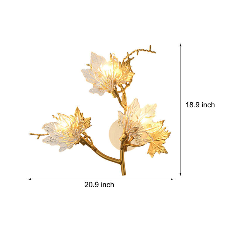Maple Leaves Glass Three Step Dimming Artistic Luxury Postmodern Wall Lamp-Lighom