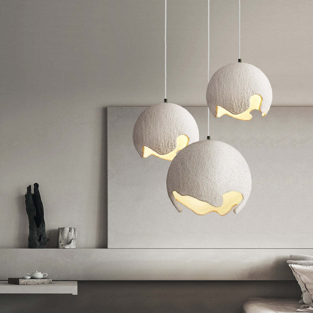 Irregular Ball Creamy White Japanese Chandelier