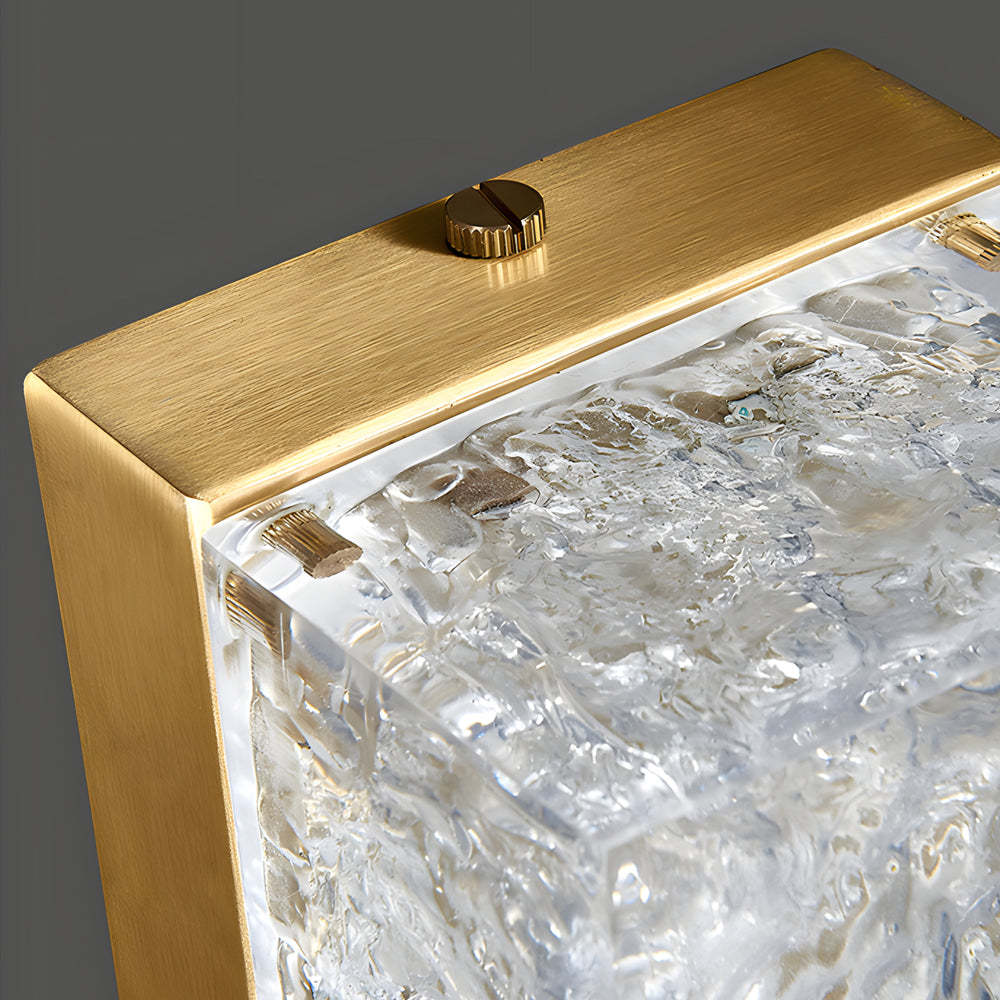 Modern Brass 1-Light LED Wall Sconces Rectangle Wall Light in Ice Resin-Lighom