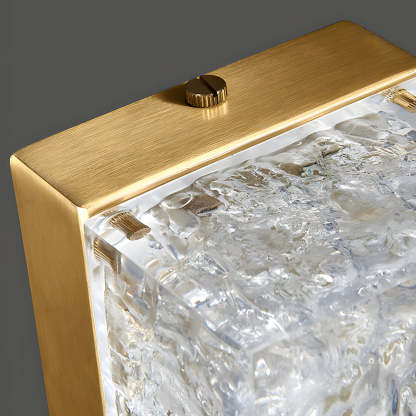 Modern Brass 1-Light LED Wall Sconces Rectangle Wall Light in Ice Resin-Lighom