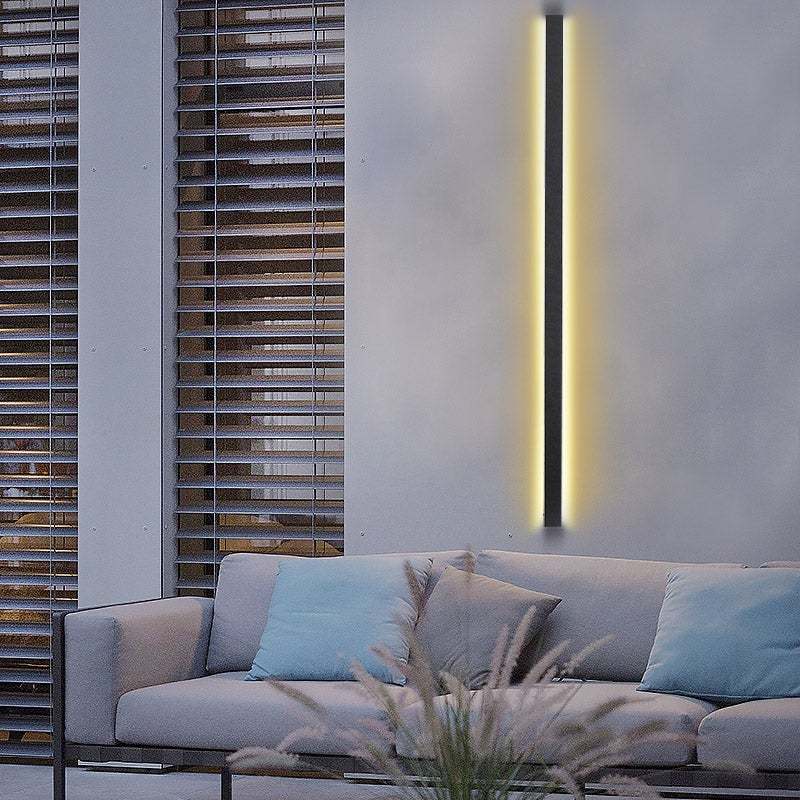 Long Strip LED Waterproof Black Minimalist Outdoor Wall Lights Exterior Lights-Lighom