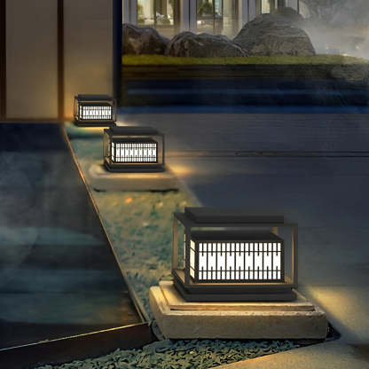 Square Vintage Design LED Waterproof Traditional Outdoor Pillar Lights-Lighom