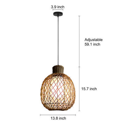 Outdoor Rattan Pendant Lights 10W Rustic Modern LED Ceiling Hanging Lantern Lights-Lighom