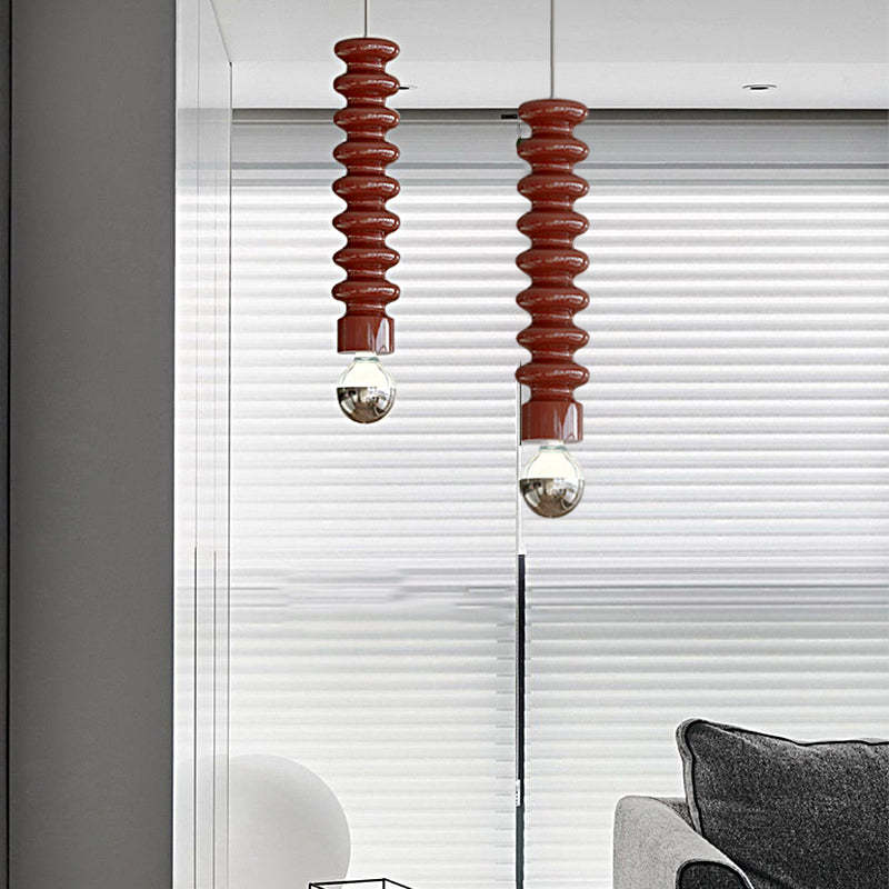 Long Spiral Gourd Metal Semi-Plated Modern Pendant Light