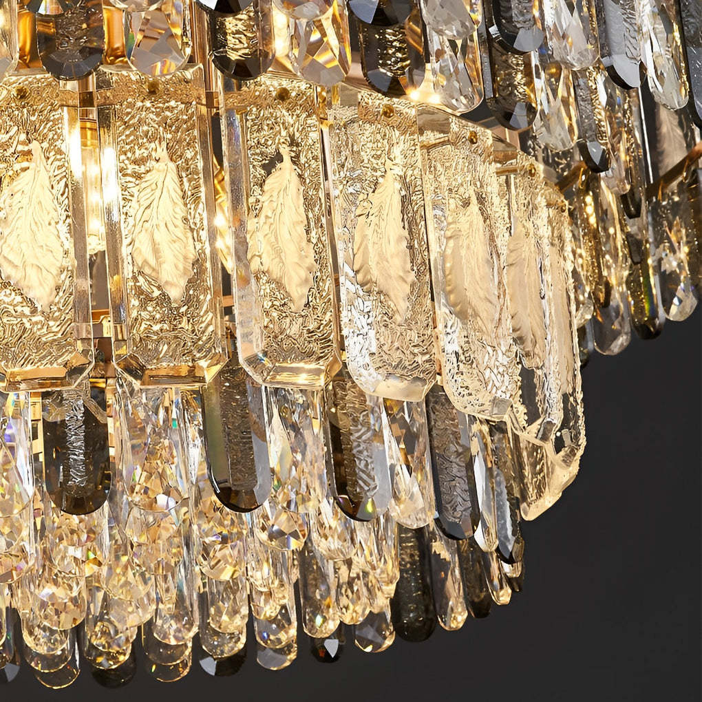 Round 3-Step Dimming LED Crystal Strip Postmodern Chandelier