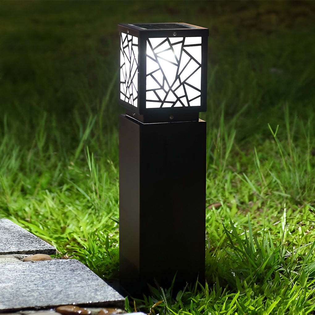 Retro LED Waterproof Black Modern Solar Path Lights Outdoor Lawn Light-Lighom
