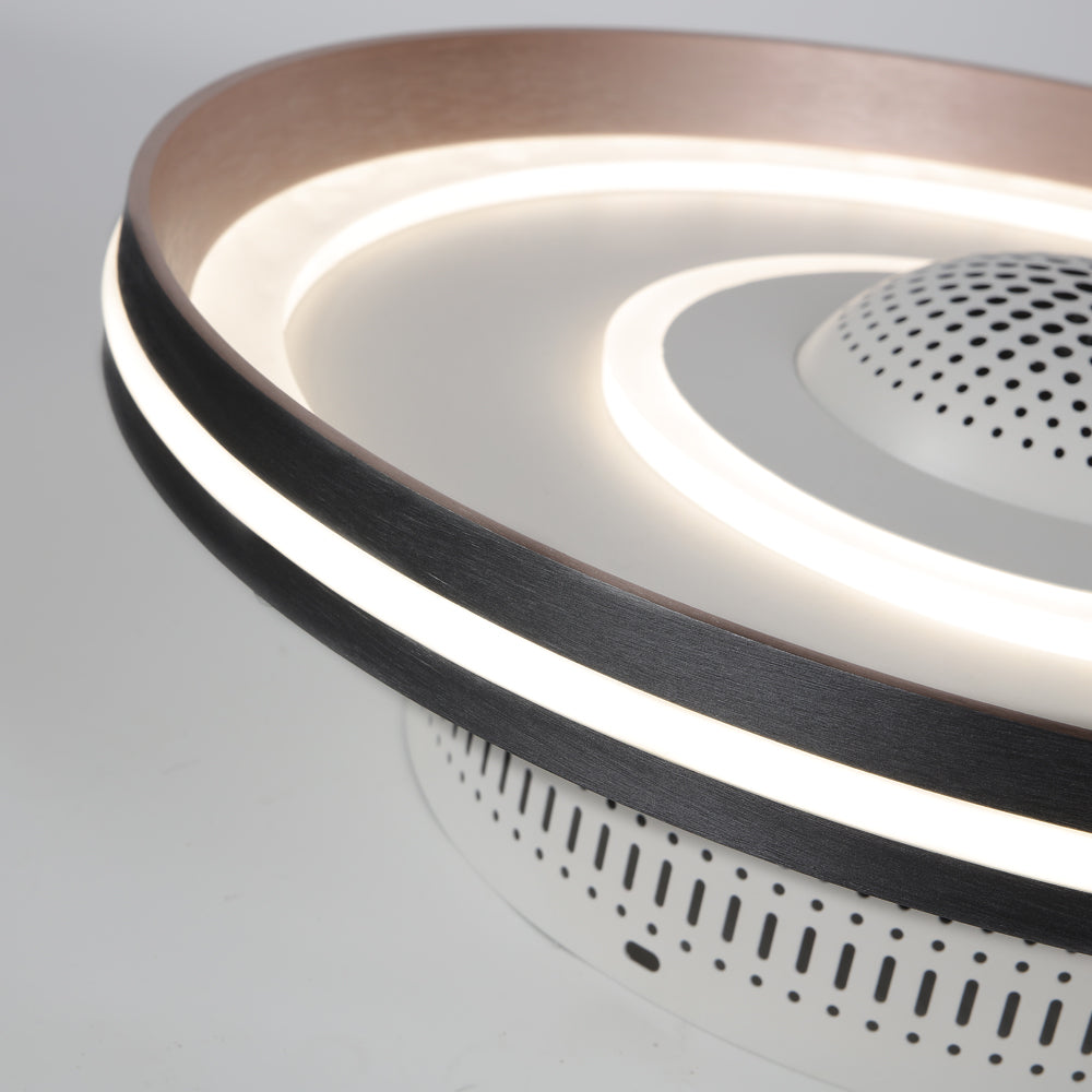 Nordic Round Circles LED Invisible Flush Mount Ceiling Fan Light-Lighom