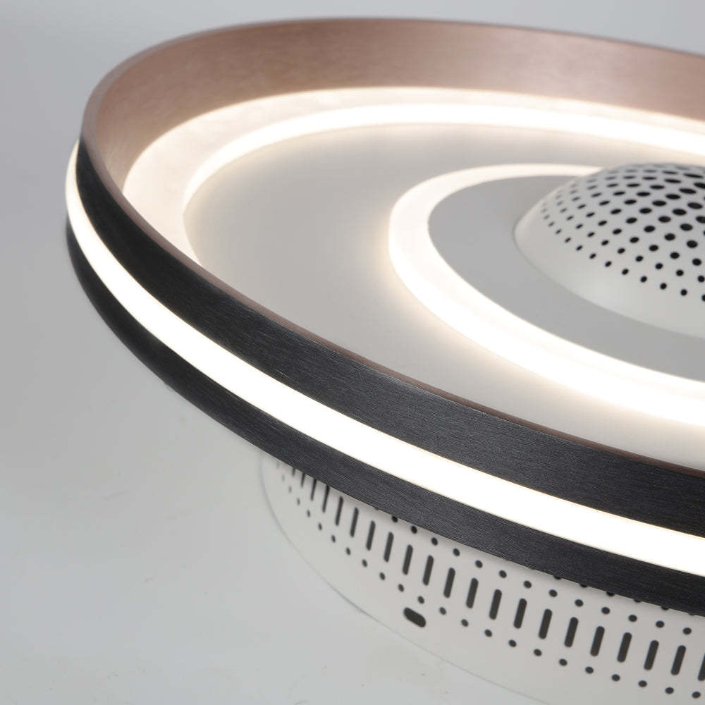 Nordic Round Circles LED Invisible Flush Mount Ceiling Fan Light-Lighom