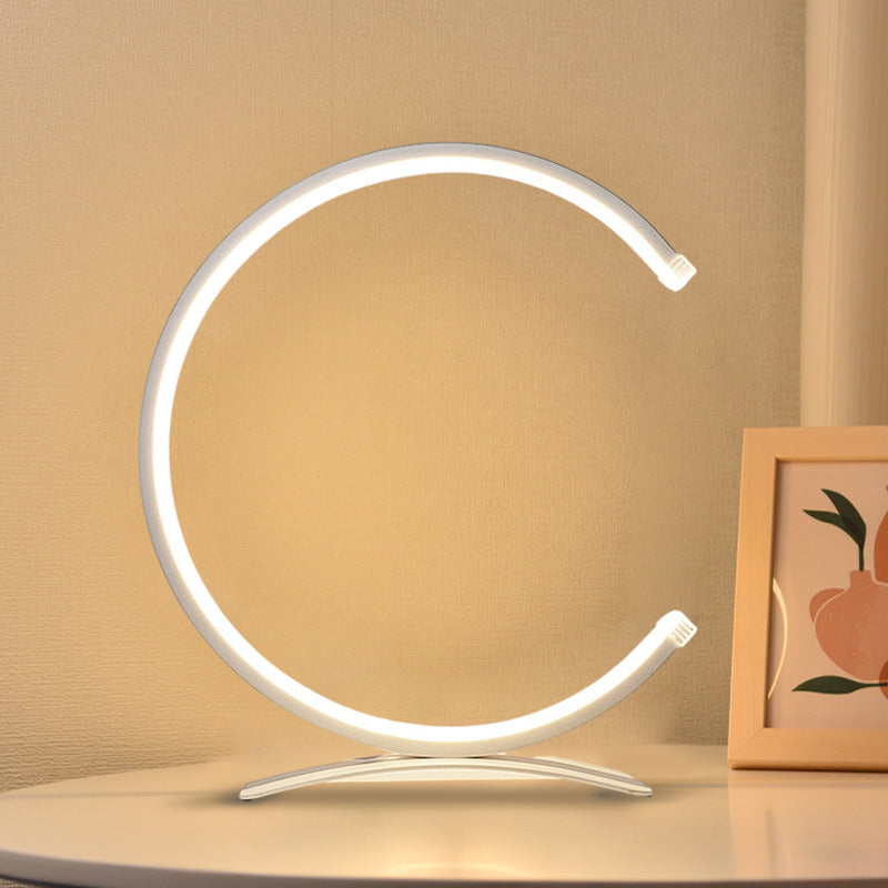 Modern circle touch black metal table lamps, Lighom — Matte Black