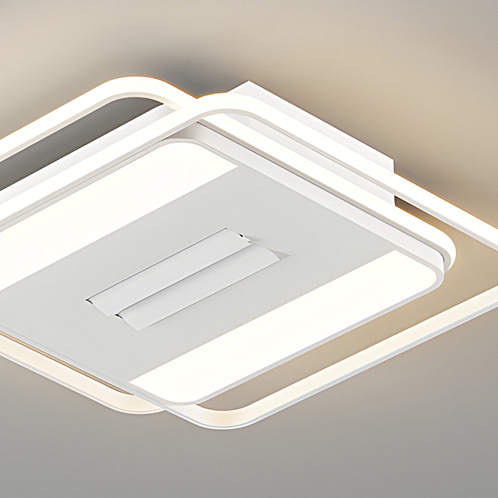 Square Round Stepless Dimming LED Mute White Modern Bladeless Ceiling Fans-Lighom