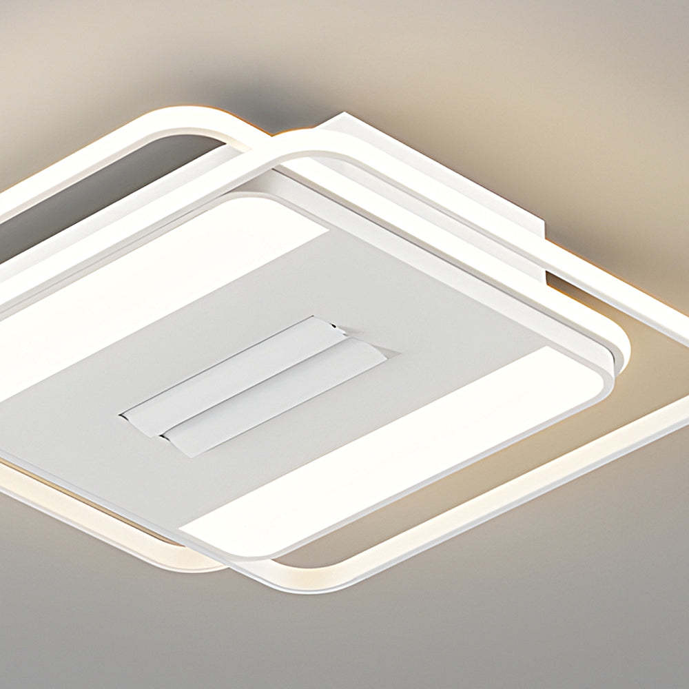 Square Round Stepless Dimming LED Mute White Modern Bladeless Ceiling Fans-Lighom