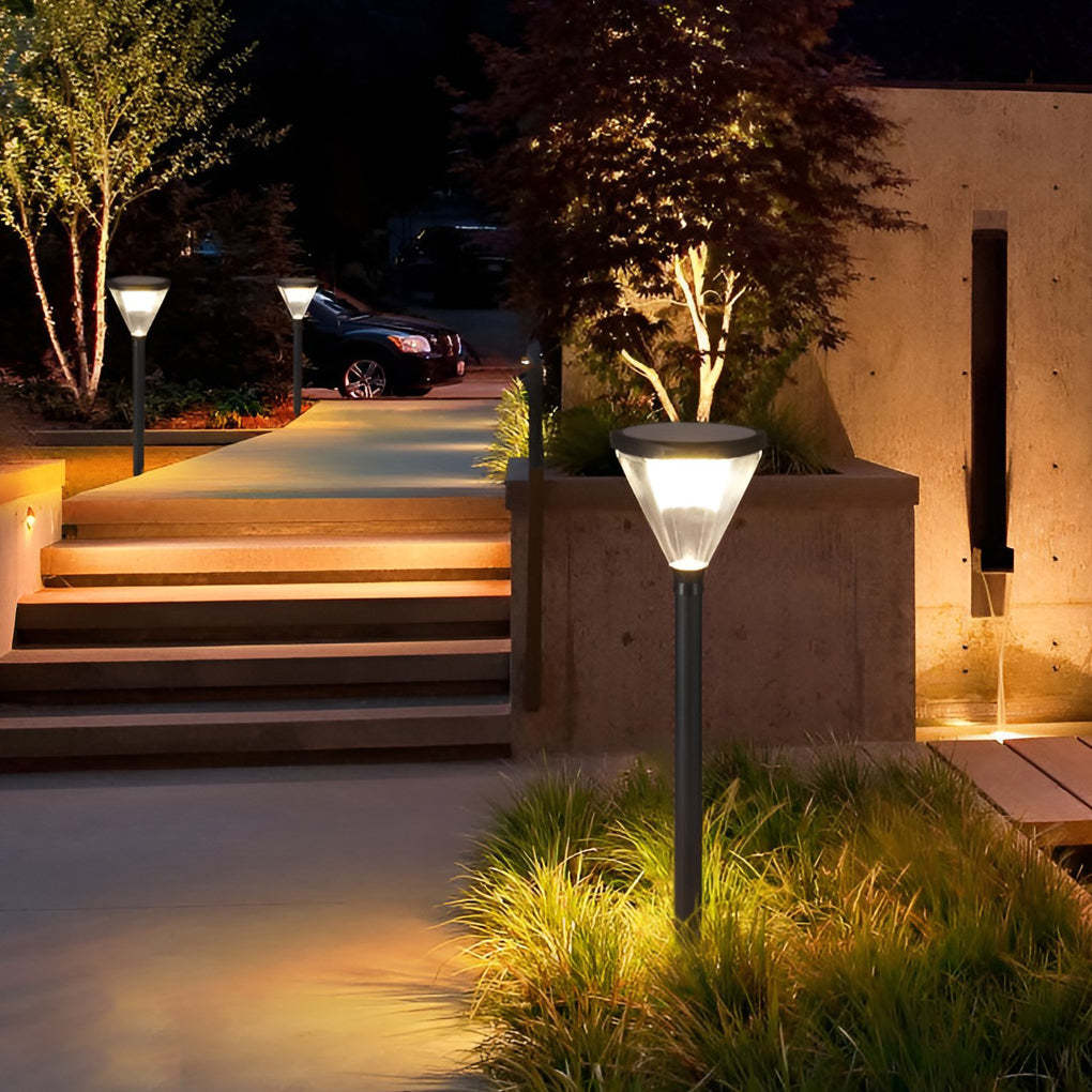 3.7V Cone Modern Solar Powered LED Path Light with Ground Insert or Mounting Base-Lighom