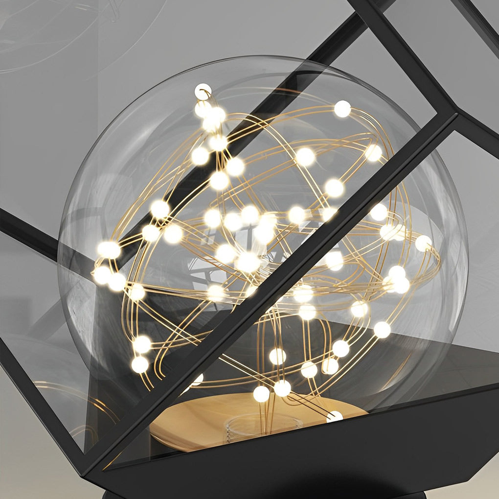 Square Frame Metal Glass Dimmable Black Modern Ceiling Lamp