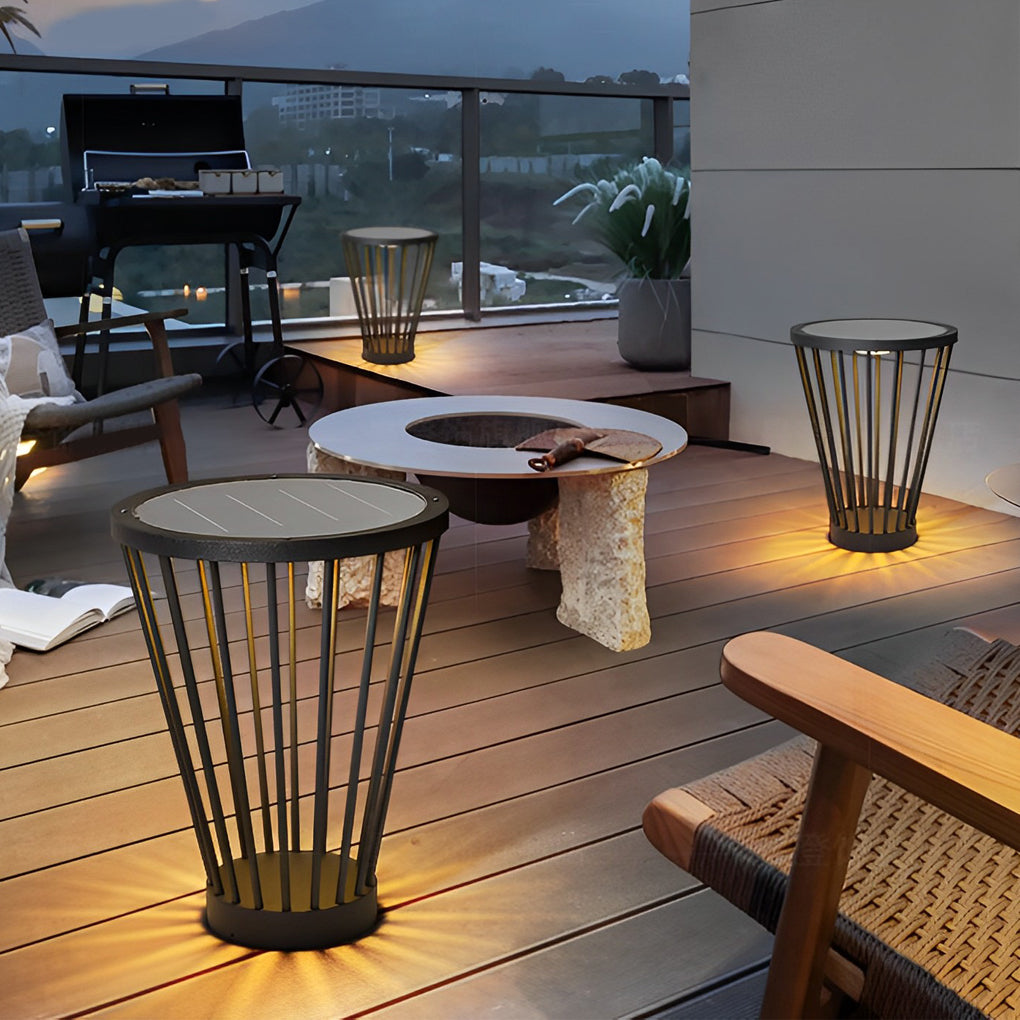 Modern tabletop integrated black outdoor floor lamps, Lighom — Solar