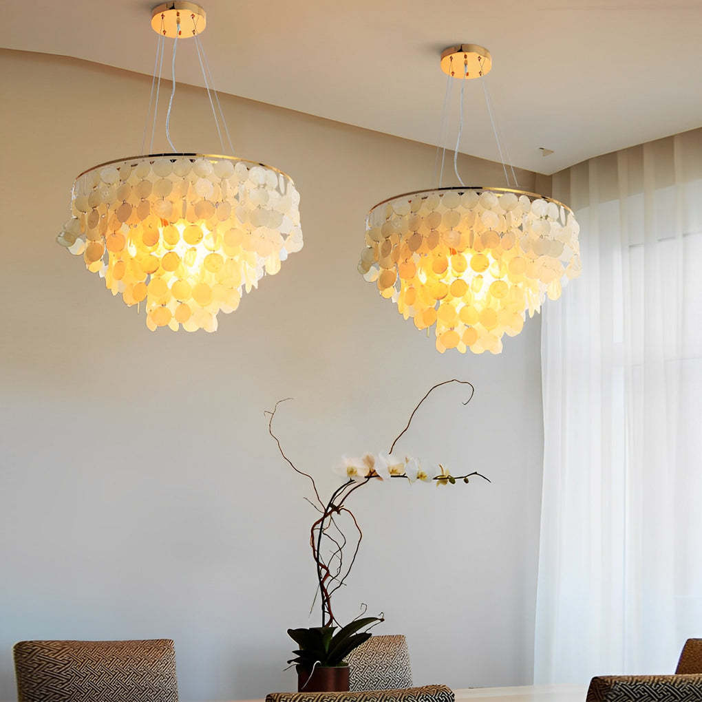 Round Shell Iron LED Nordic Pendant Chandelier