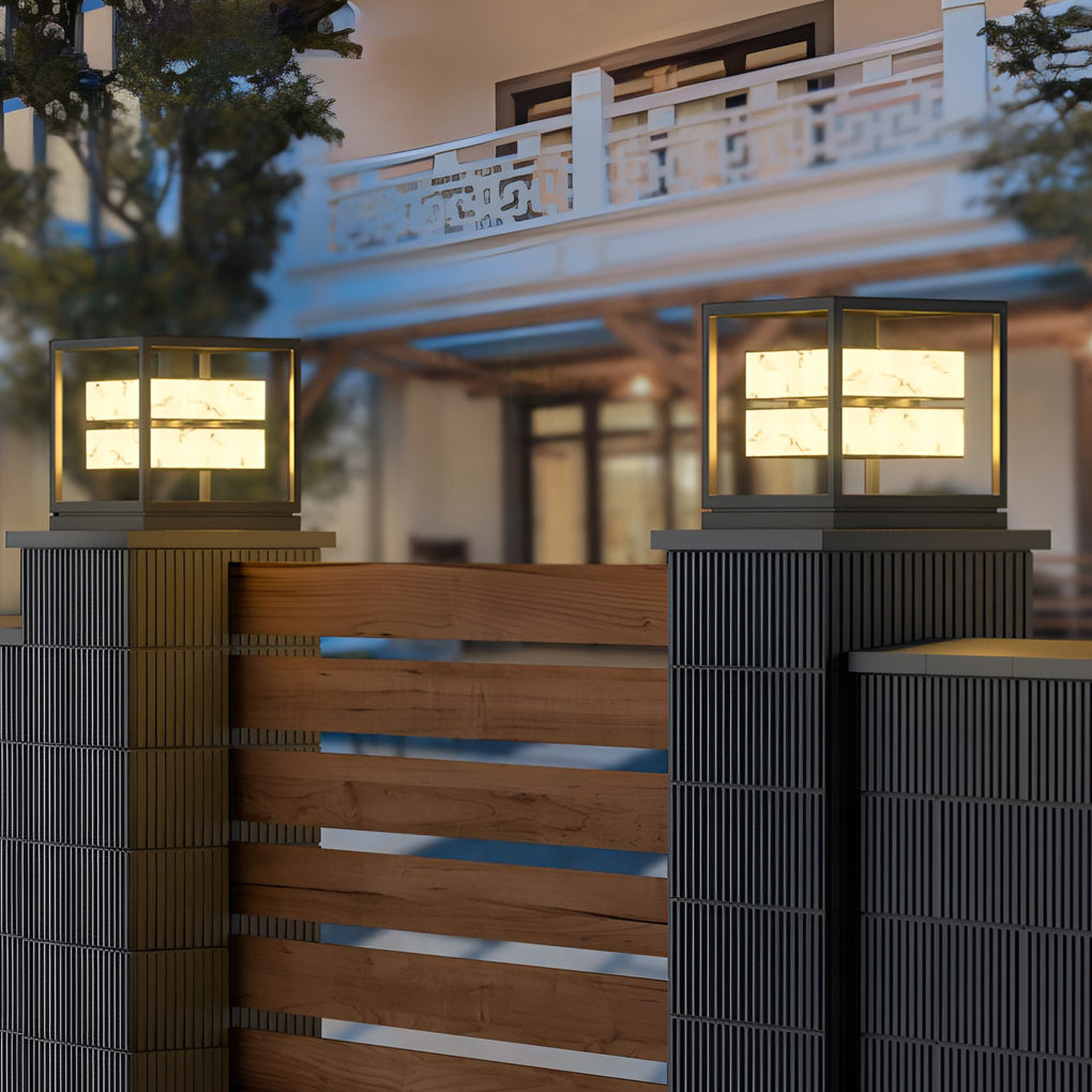 Square Modern LED Solar Deck Post Cap Light